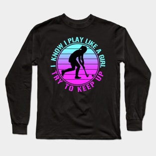 Vintage Hockey Girl Long Sleeve T-Shirt